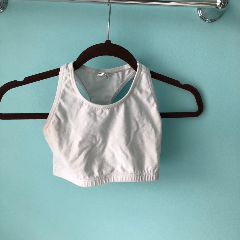 Youth Large white varsity sports bra